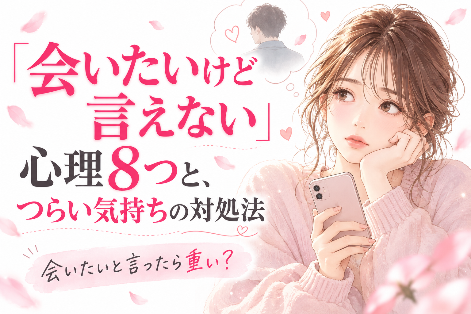 「会いたいけど言えない」心理8つと、つらい気持ちの対処法。会いたいと言ったら重い？