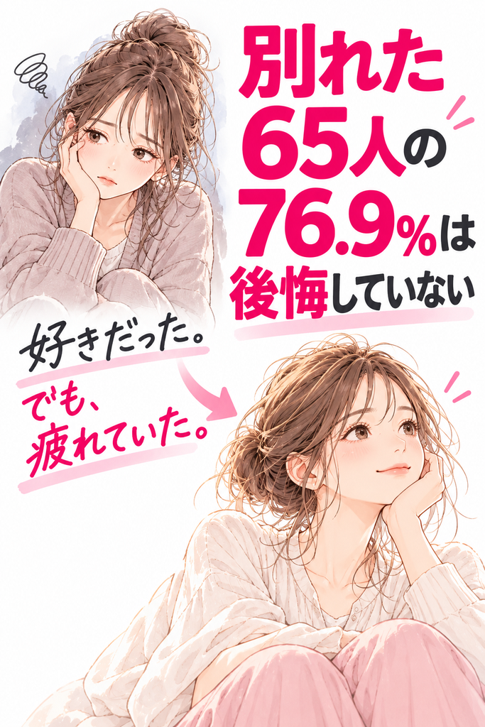 疲れる恋愛を終えたあとの気持ち。好きだけど疲れて別れた65人の76.9%は後悔していない