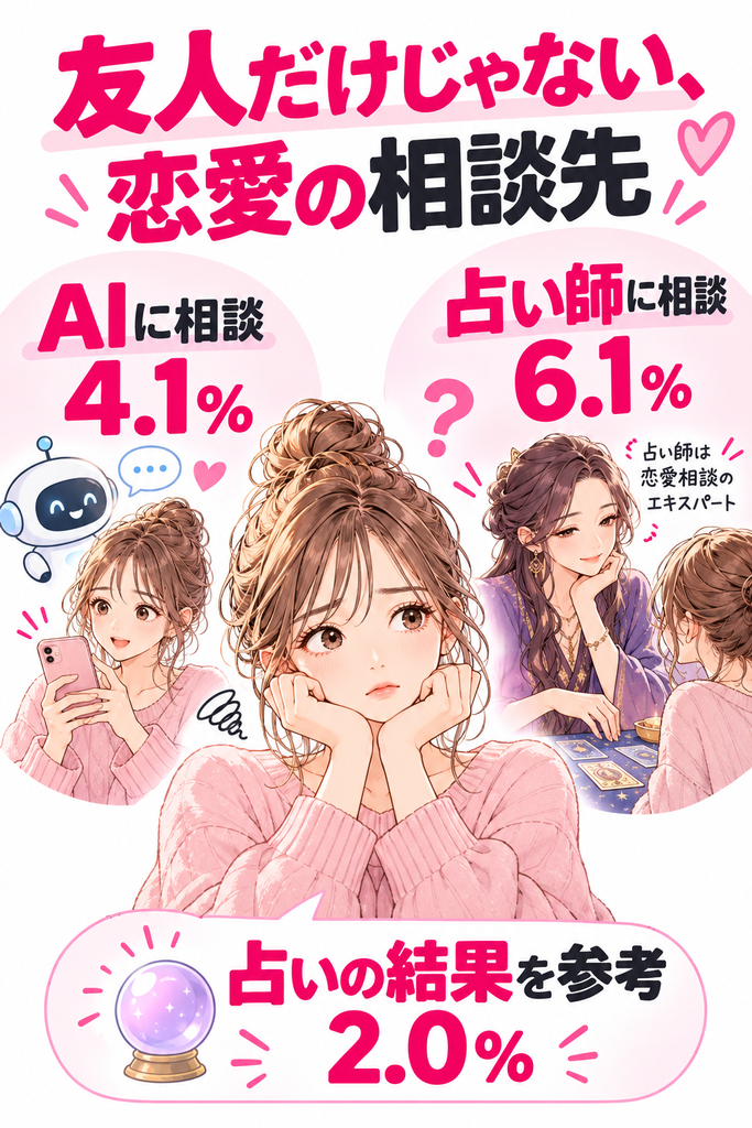 好きだけど別れたいときの相談先|占い師に相談6.1%、AIに相談4.1%、占いの結果を参考にした人2.0%
