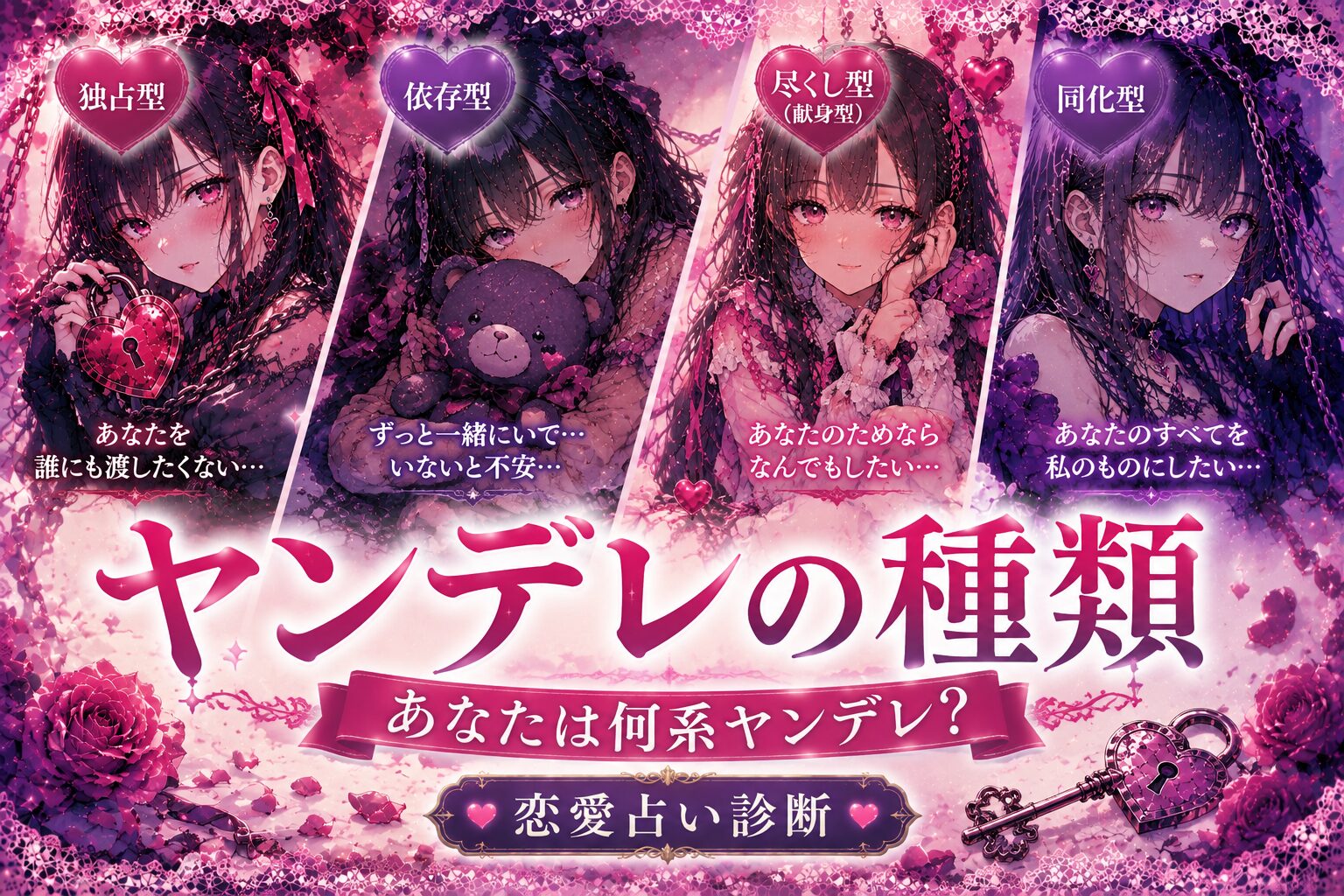 ヤンデレの種類｜あなたは何系ヤンデレ？恋愛占い診断